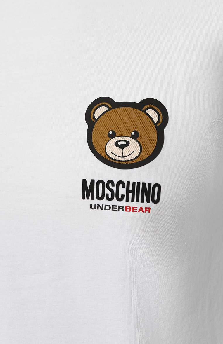 Мужской хлопковый свитшот MOSCHINO белого цвета, арт. A1288/4411 | Фото 5 (Материал внешний: Хлопок; Длина (для топов): Стандартные; Рукава: Длинные; Кросс-КТ: домашняя одежда; Стили: Кэжуэл; Мужское Кросс-КТ: свитшот-одежда; Принт: Без принта)