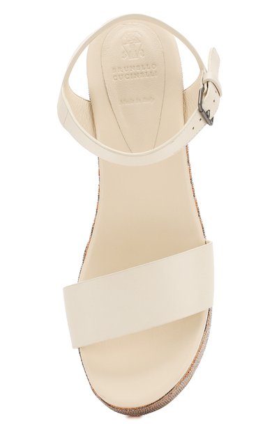 Кожаные босоножки BRUNELLO CUCINELLI белого цвета по цене 120000 руб., арт. MZBSG1717, фото 5 Кожаные босоножки BRUNELLO CUCINELLI, арт. MZBSG1717, фото 5