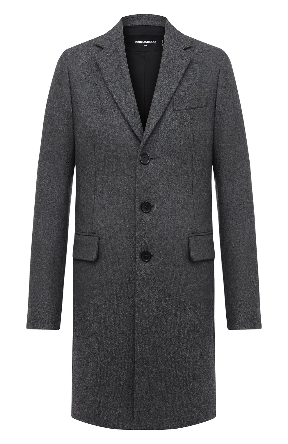 Шерстяное пальто DSQUARED2 серого цвета по цене 124500 руб., арт. S74AA0225/S53103, фото 1 Шерстяное пальто DSQUARED2, арт. S74AA0225/S53103, фото 1