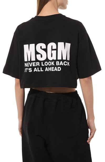 Хлопковая футболка MSGM черного цвета по цене 9920 руб., арт. 3441MDM105 237002, фото 4 Хлопковая футболка MSGM, арт. 3441MDM105 237002, фото 4