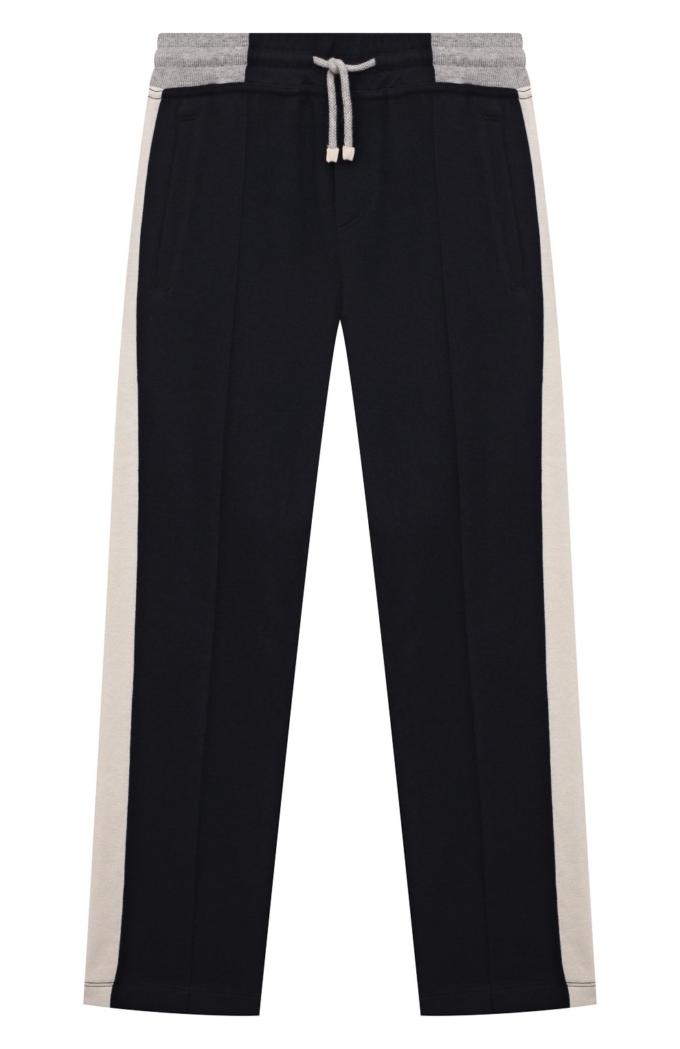 Брюки из кашемира и хлопка BRUNELLO CUCINELLI синего цвета по цене 124000 руб., арт. BE843E312C, фото 1 Брюки из кашемира и хлопка BRUNELLO CUCINELLI, арт. BE843E312C, фото 1