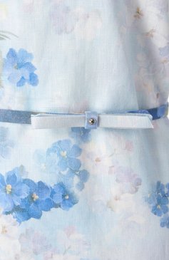 Женское льняное платье ZIMMERMANN голубого цвета, арт. 2161DR251 | Фото 6 (Рукава: Короткие; Материал внешний: Лен; Длина Ж (юбки, платья, шорты): Мини; Случай: Повседневный; Женское Кросс-КТ: Платье-одежда; Стили: Романтичный)