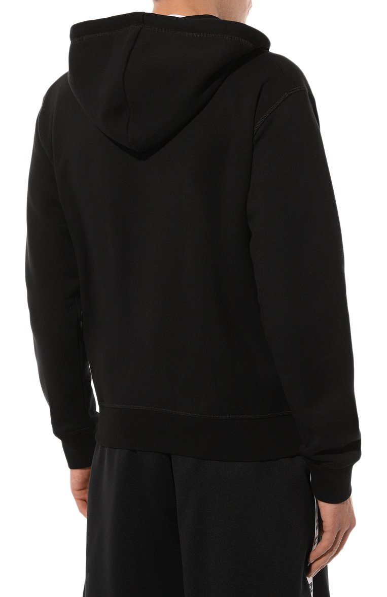 Мужской хлопковая толстовка DSQUARED2 черного цвета, арт. S79HG0012/S25516 | Фото 4 (Материал внешний: Хлопок; Длина (для топов): Стандартные; Рукава: Длинные; Мужское Кросс-КТ: Толстовка-одежда; Стили: Спорт-шик)