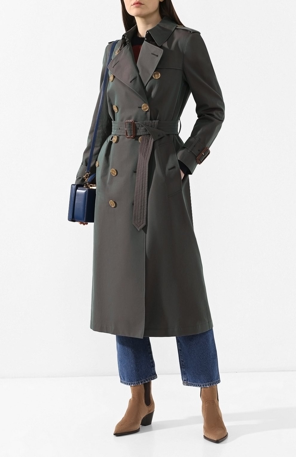 Хлопковое пальто с поясом BURBERRY, арт. 4077183, фото 2