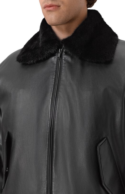 Кожаный бомбер с подкладкой из норки MVST M25.1PM.0004/PL0NGE Чёрный  M25.1PM.0004/PL0NGE Фото 5