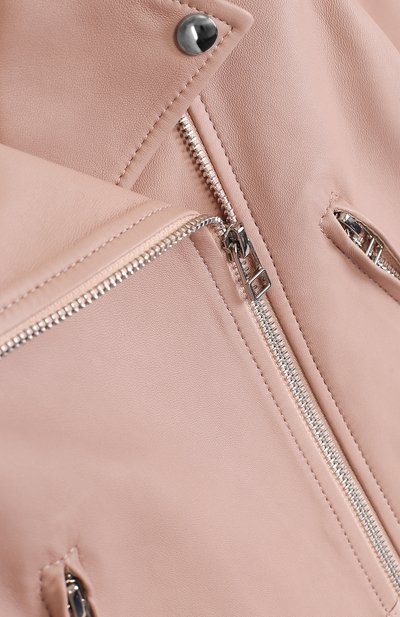 Укороченная кожаная куртка с косой молнией YVES SALOMON ENFANT, арт. 8EEV200XXAPSY/8-12, фото 3