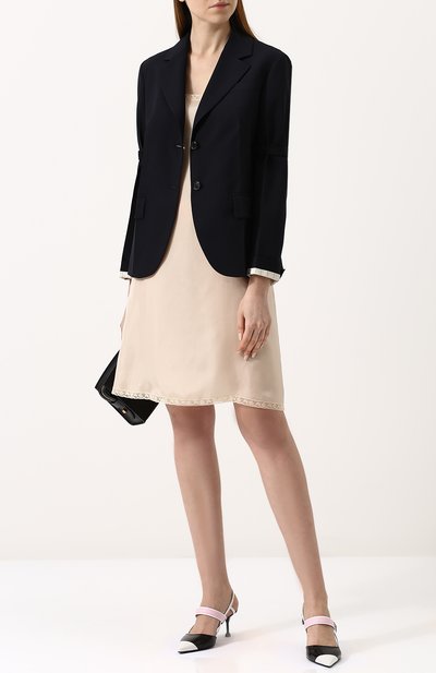 Однотонное платье-комбинация с кружевной отделкой PRADA, арт. P35U3S-R96-F0627, фото 2