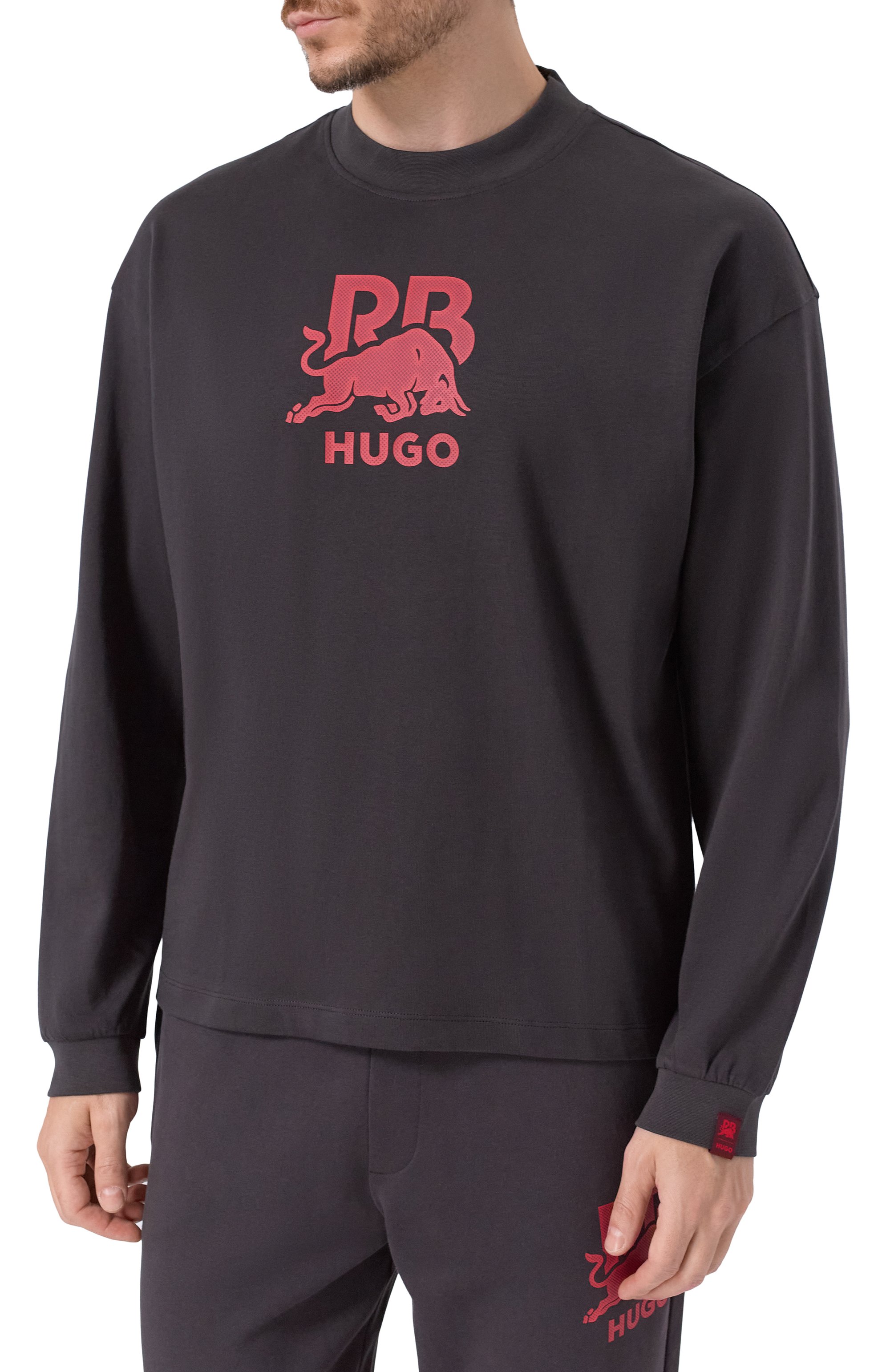 Хлопковый свитшот hugo x rb HUGO темно-серого цвета по цене 10950 руб., арт. 50551830, фото 3 Хлопковый свитшот hugo x rb HUGO, арт. 50551830, фото 3