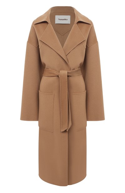 Шерстяное пальто NANUSHKA, арт. ALAM0_CAMEL_D0UBLE W00L SILK BLEND, фото 1