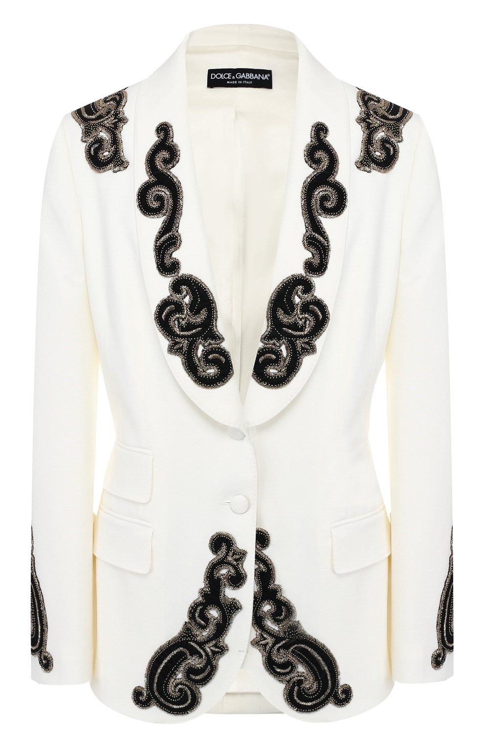 Шерстяной жакет DOLCE & GABBANA белого цвета по цене 624000 руб., арт. F295TZ/FUCCS, фото 1 Шерстяной жакет DOLCE & GABBANA, арт. F295TZ/FUCCS, фото 1