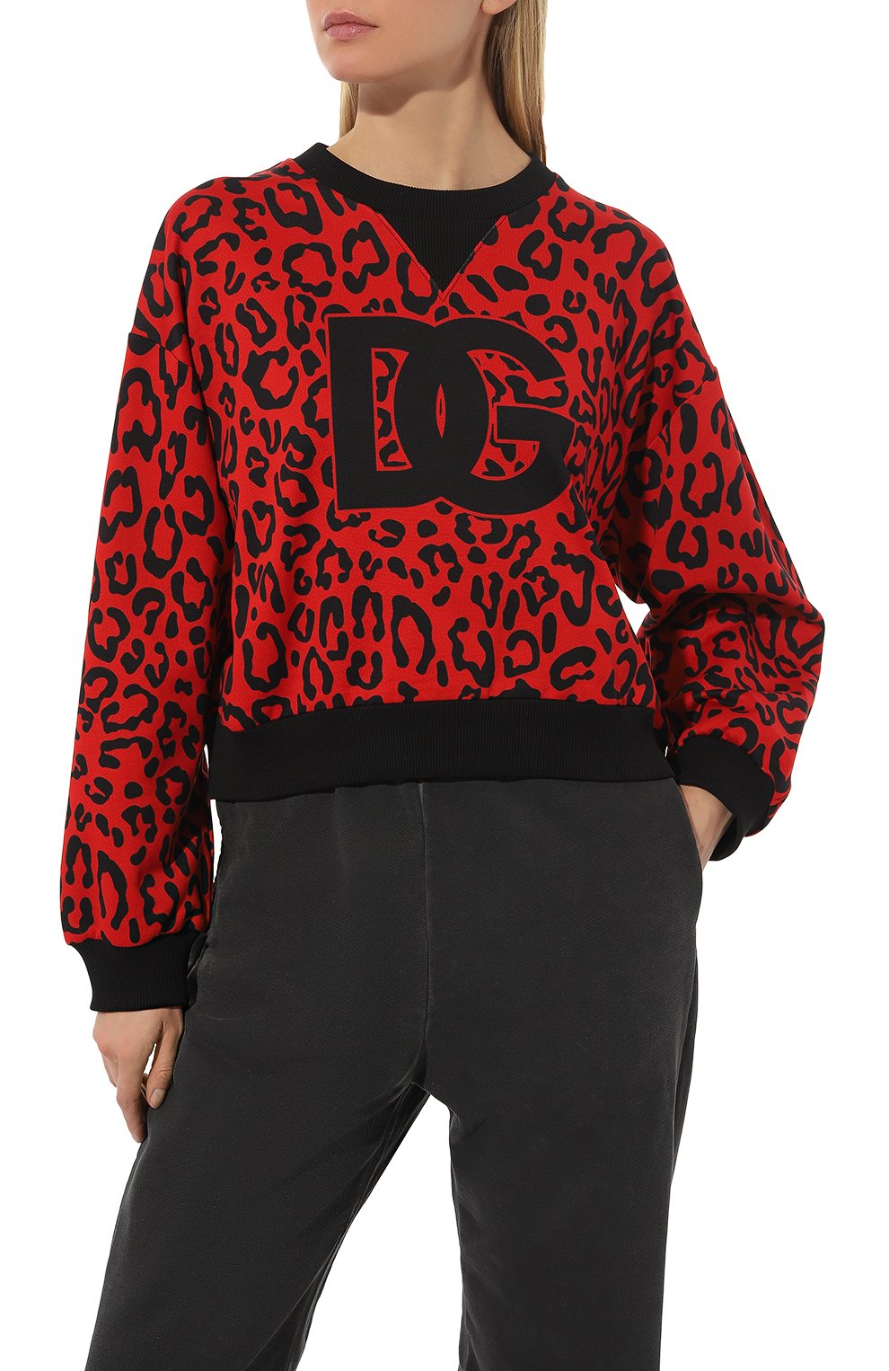 Хлопковый свитшот DOLCE & GABBANA красного цвета по цене 87450 руб., арт. F9L05T/HI765, фото 3 Хлопковый свитшот DOLCE & GABBANA, арт. F9L05T/HI765, фото 3