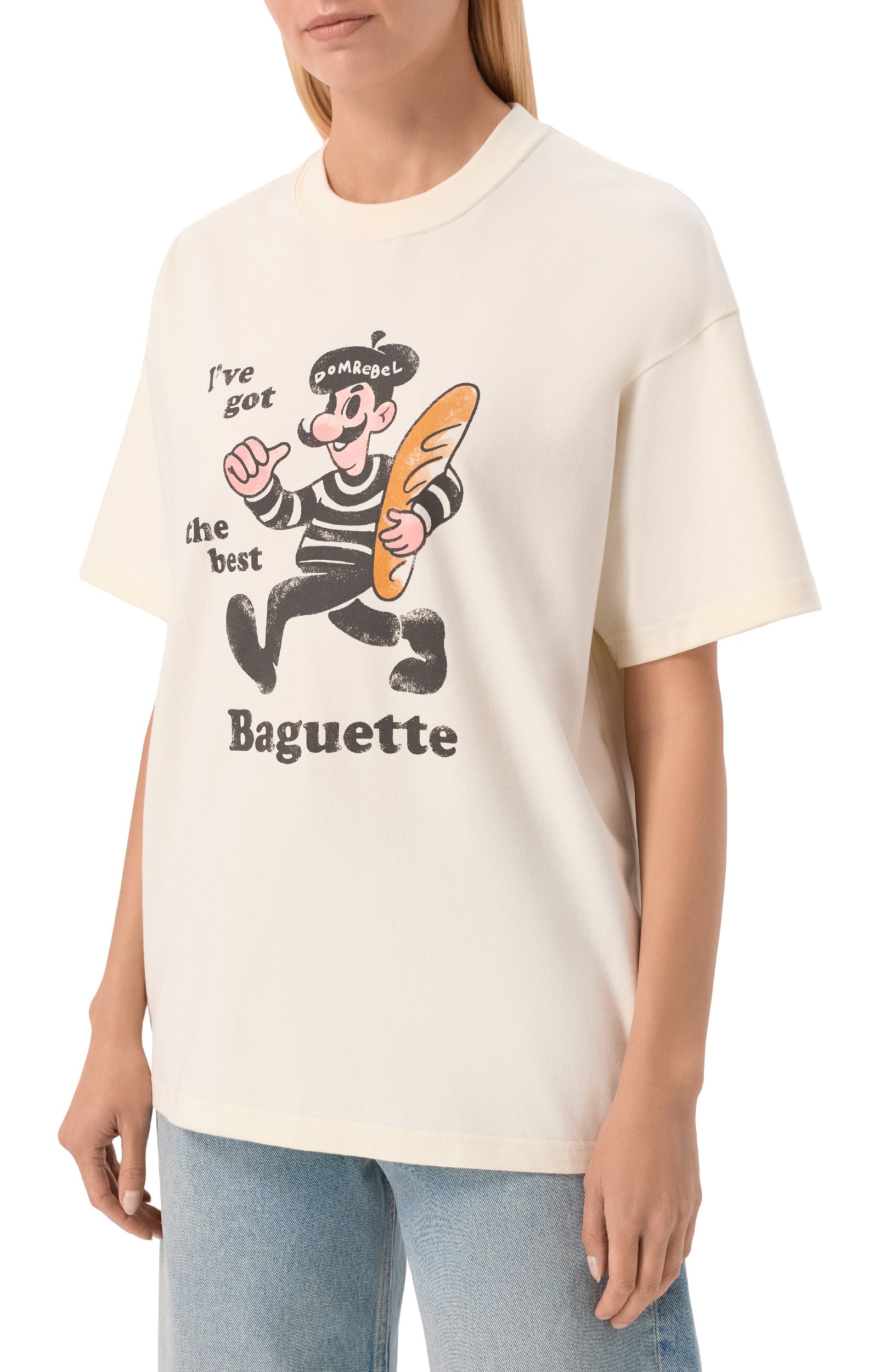 Хлопковая футболка DOMREBEL кремового цвета по цене 22100 руб., арт. BAGUETTE/T-SHIRT, фото 3 Хлопковая футболка DOMREBEL, арт. BAGUETTE/T-SHIRT, фото 3