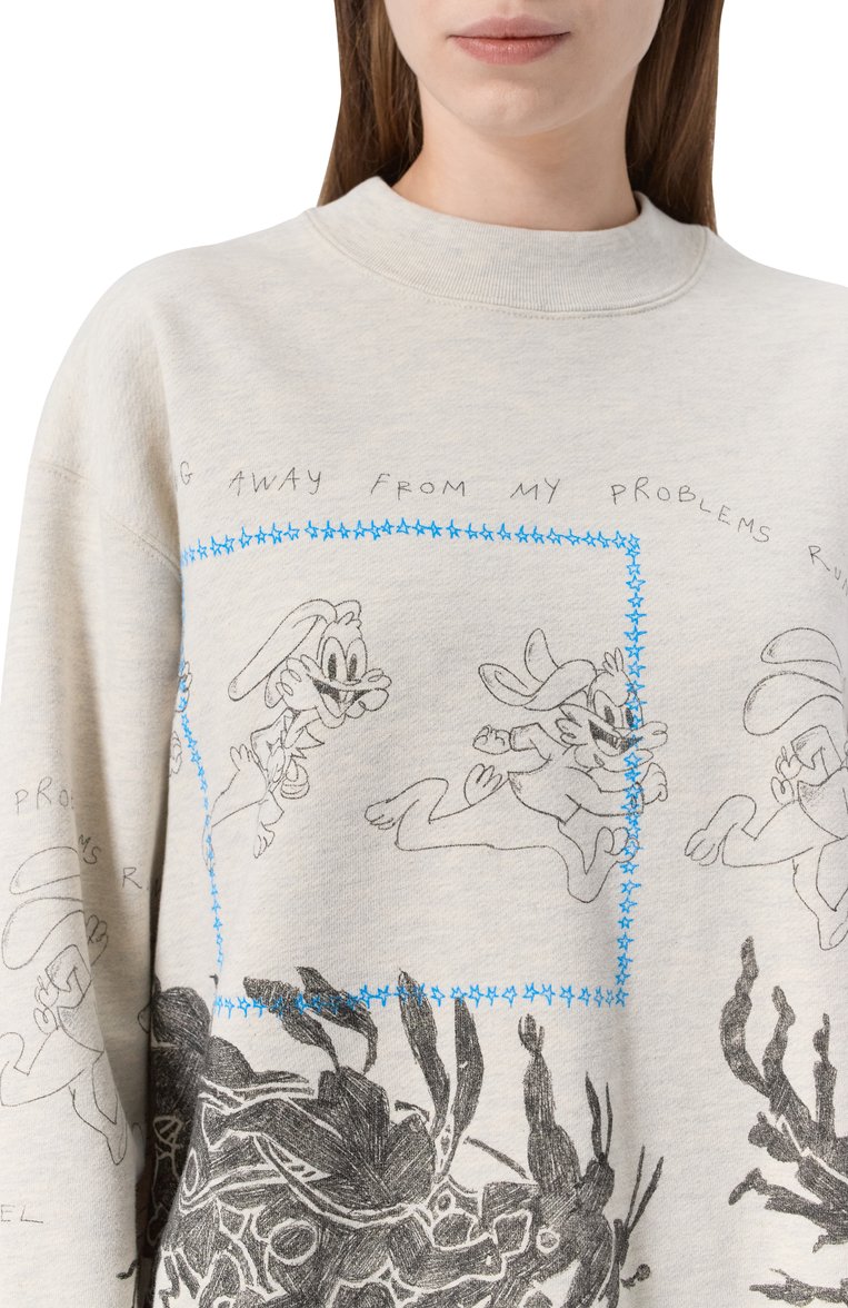 Женский хлопковый свитшот DOMREBEL светло-серого цвета, арт. H0PS SWEATSHIRT | Фото 5 (Материал сплава: Проставлено; Длина (для топов): Стандартные; Рукава: Длинные; Драгоценные камни: Проставлено; Женское Кросс-КТ: Свитшот-одежда; Стили: Кэжуэл; Материал внешний: Хлопок)