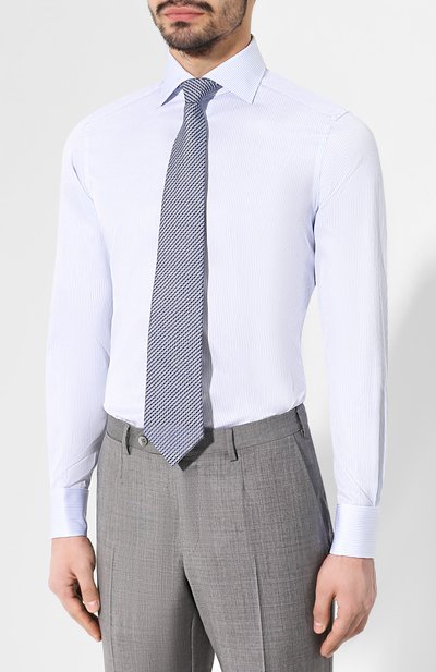 Хлопковая сорочка с воротником кент ZEGNA, арт. 501040/9MS4BA, фото 4