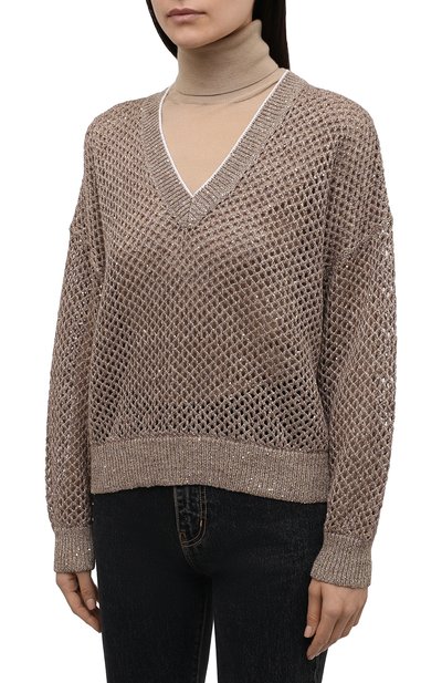 Свитер изо льна и хлопка BRUNELLO CUCINELLI, арт. MAJ585202, фото 3