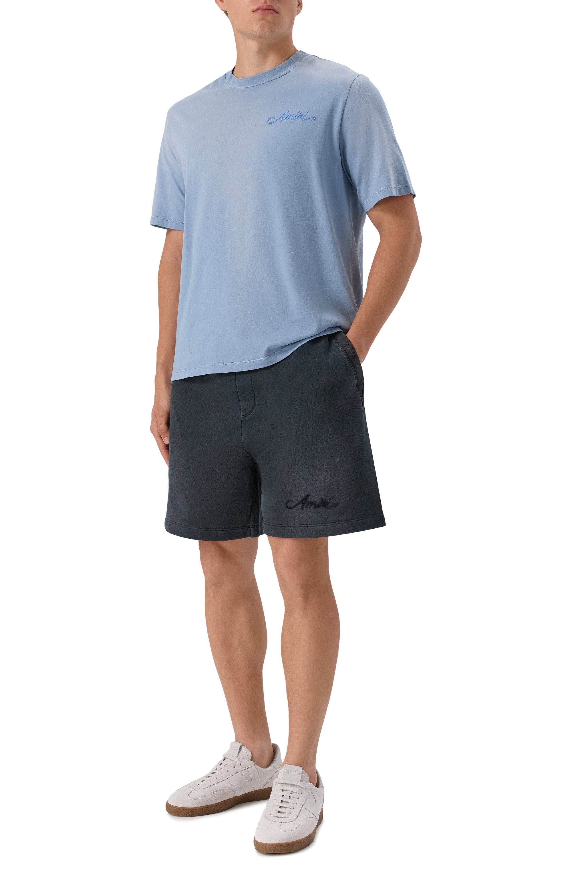 Хлопковые шорты AMIRI темно-серого цвета по цене 88800 руб., арт. AMJYSH1044, фото 2 Хлопковые шорты AMIRI, арт. AMJYSH1044, фото 2