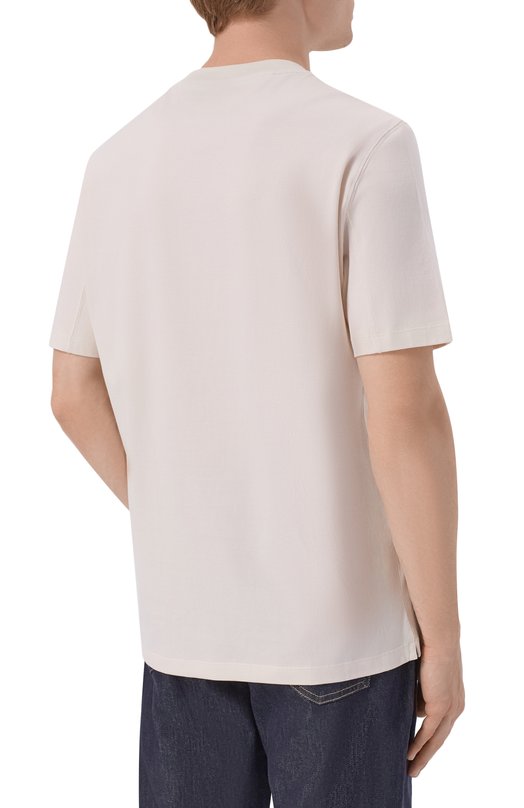 Хлопковая футболка Brunello Cucinelli M0B138521P Кремовый  M0B138521P Фото 4