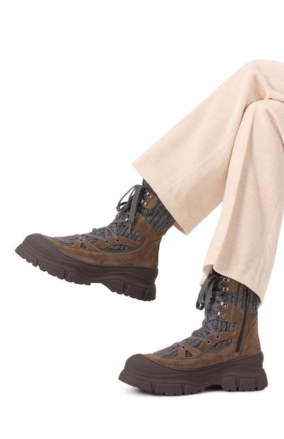 Комбинированные ботинки BRUNELLO CUCINELLI коричневого цвета по цене 184500 руб., арт. MZSFG2812, фото 3 Комбинированные ботинки BRUNELLO CUCINELLI, арт. MZSFG2812, фото 3