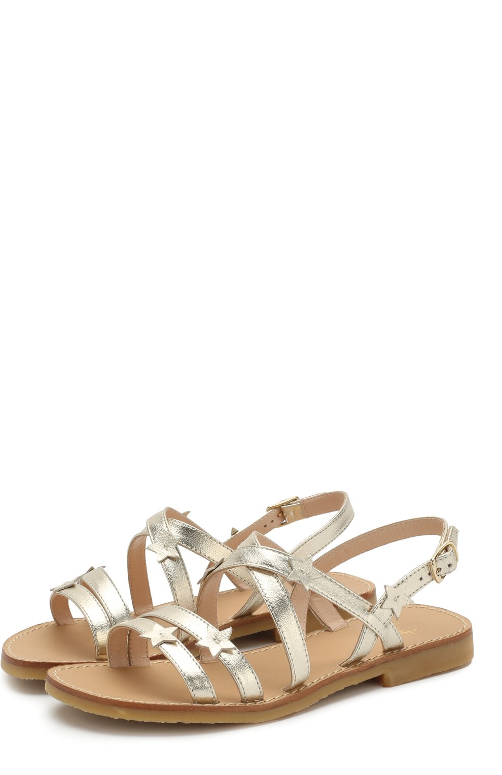 Кожаные сандалии на ремешке IL GUFO золотого цвета по цене 15250 руб., арт. G740/INCR0CIAT0 LAMI/31-34, фото 1 Кожаные сандалии на ремешке IL GUFO, арт. G740/INCR0CIAT0 LAMI/31-34, фото 1