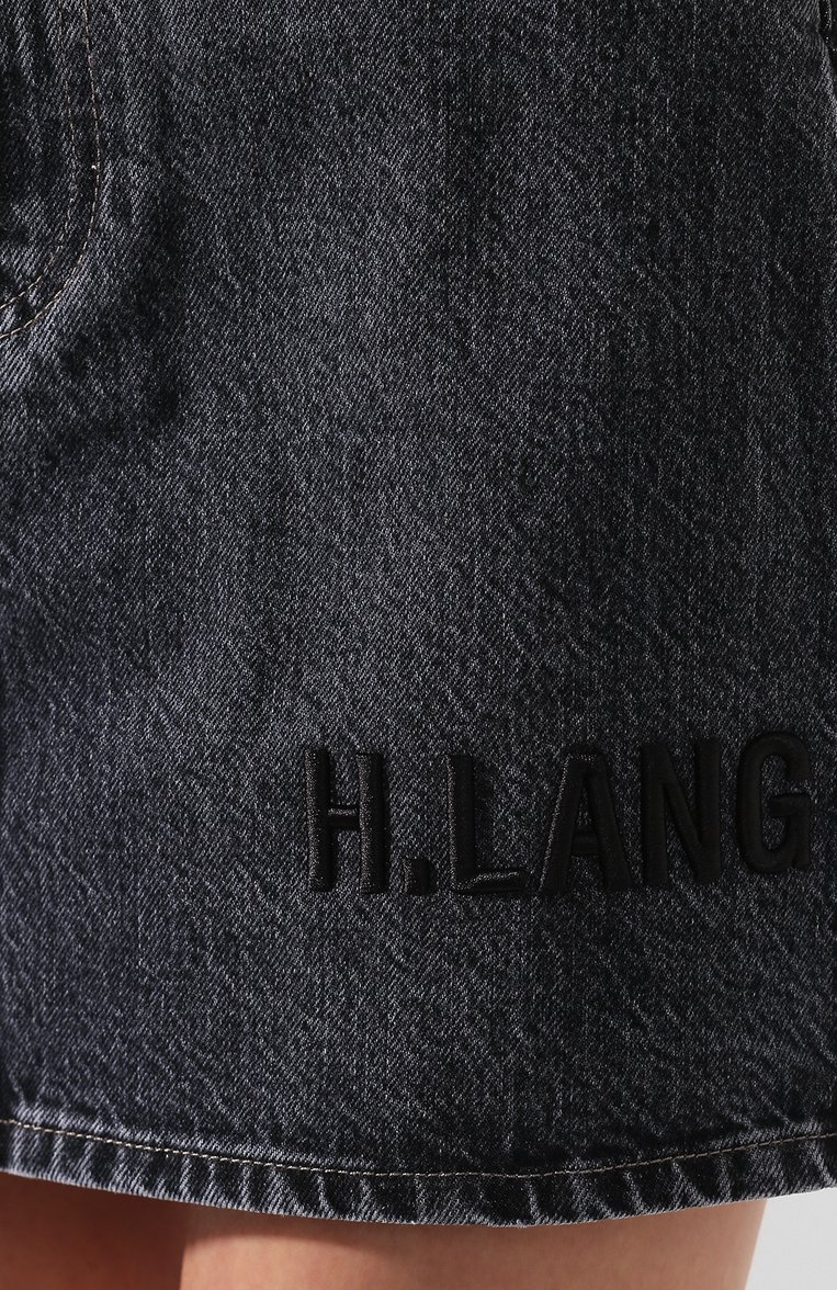 Женская джинсовая юбка HELMUT LANG темно-серого цвета, арт. J07DW301 | Фото 5 (Кросс-КТ: Деним; Материал внутренний: Не назначено; Длина Ж (юбки, платья, шорты): Мини; Женское Кросс-КТ: Юбка-одежда; Материал сплава: Проставлено; Материал внешний: Хлопок, Деним; Драгоценные камни: Проставлено; Статус проверки: Проверена категория)