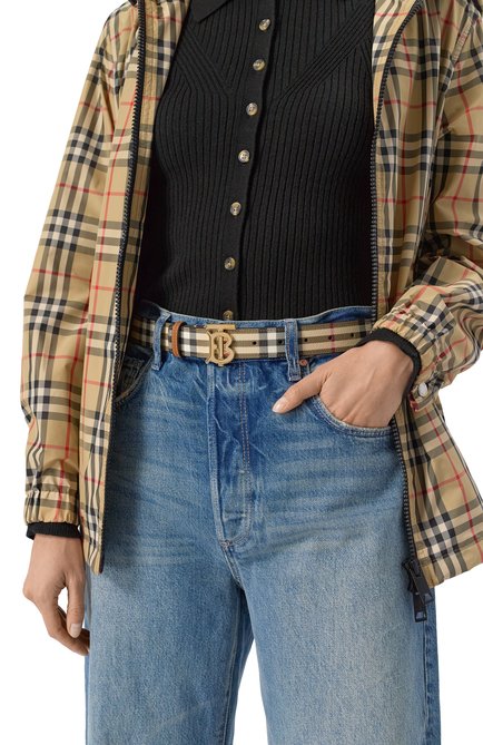 Женский ремень BURBERRY бежевого цвета, арт. 8094402 | Фото 2 (Материал сплава: Проставлено; Нос: Не проставлено; Материал: Текстиль, Пластик)