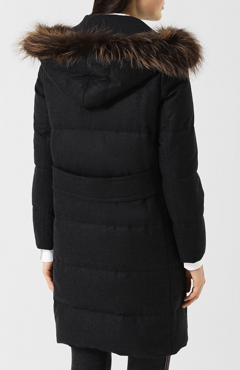 Шерстяное пальто с меховой отделкой капюшона BRUNELLO CUCINELLI, арт. MT2269260, фото 4