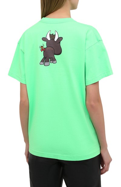 Хлопковая футболка BALENCIAGA зеленого цвета по цене 39950 руб., арт. 612965/TJVM9, фото 4 Хлопковая футболка BALENCIAGA, арт. 612965/TJVM9, фото 4