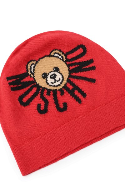 Шапка из хлопка и шерсти MOSCHINO красного цвета по цене 9950 руб., арт. HUX020/LHE43, фото 3 Шапка из хлопка и шерсти MOSCHINO, арт. HUX020/LHE43, фото 3