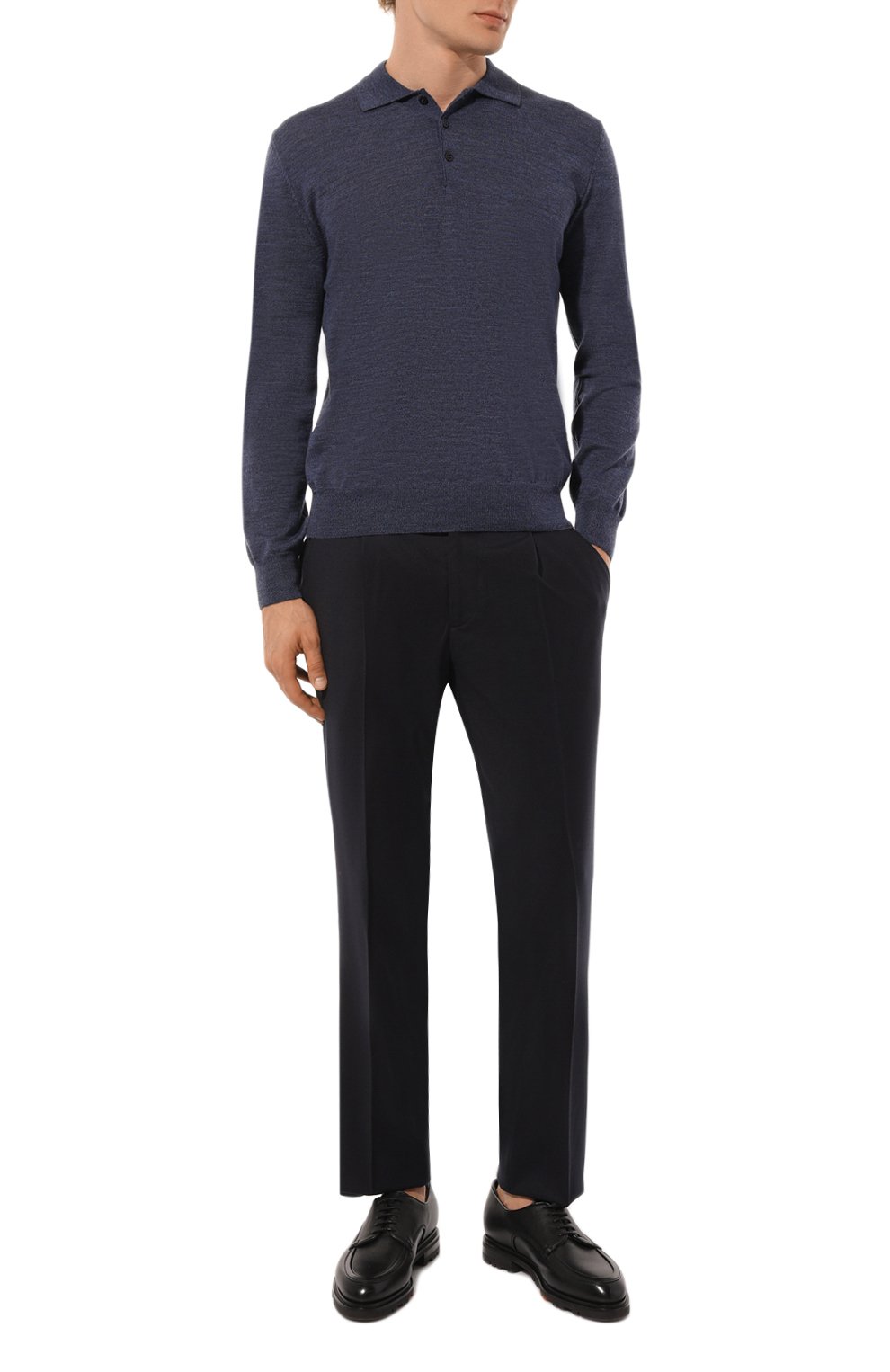 Шерстяные брюки L.B.M. 1911 темно-синего цвета по цене 38200 руб., арт. 8446/44564, фото 2 Шерстяные брюки L.B.M. 1911, арт. 8446/44564, фото 2