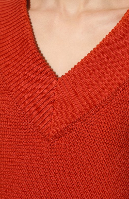 Свитер из хлопка и шелка Oscar de la Renta Оранжевый, фото 5