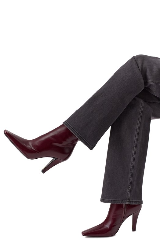 Кожаные ботильоны Jill 95 Saint Laurent 806674/AAEHW Бордовый  806674/AAEHW Фото 3