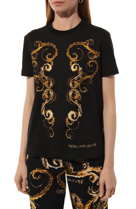 Хлопковая футболка Versace Jeans Couture 77HAH6P3/JS424 Чёрный  77HAH6P3/JS424 Фото 3