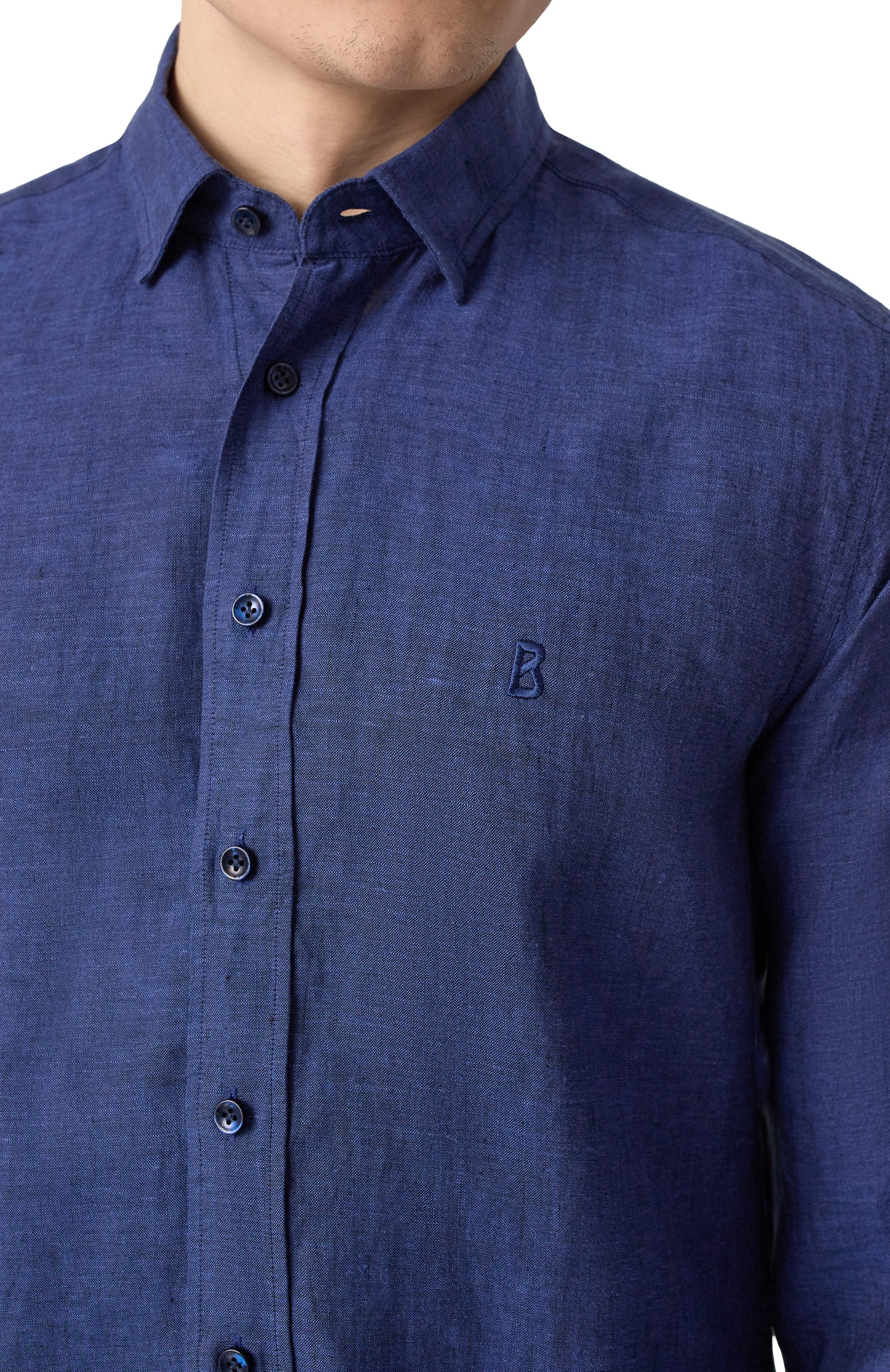 Льняная рубашка BOGNER синего цвета по цене 24900 руб., арт. 58842973, фото 5 Льняная рубашка BOGNER, арт. 58842973, фото 5