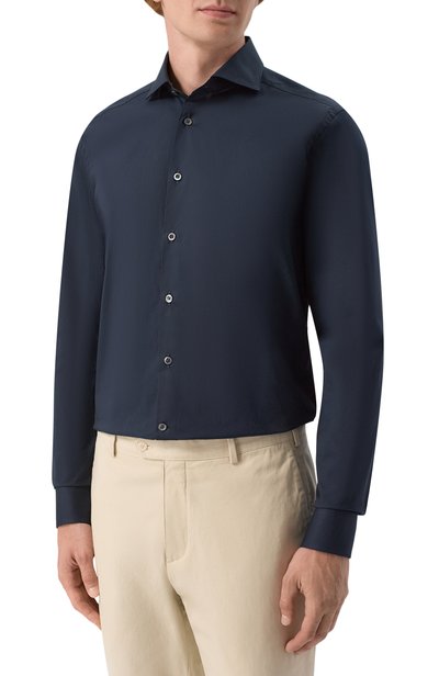 Хлопковая сорочка CORNELIANI темно-синего цвета по цене 32050 руб., арт. 28P002/2A11459, фото 3 Хлопковая сорочка CORNELIANI, арт. 28P002/2A11459, фото 3