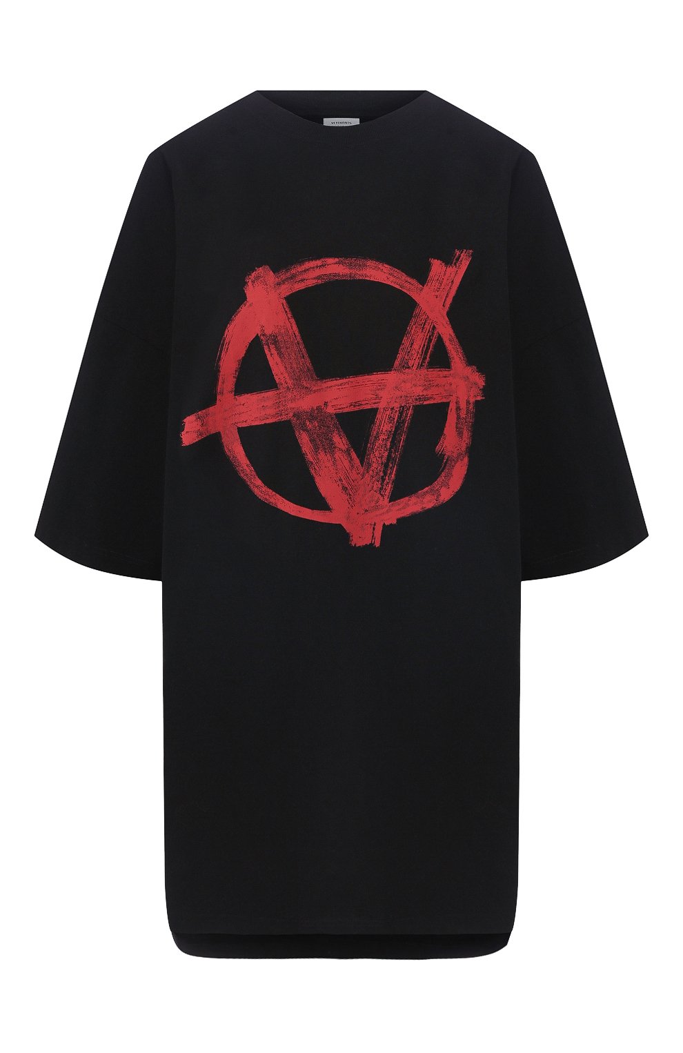 Футболка VETEMENTS черного цвета по цене 21150 руб., арт. SS20TR297 1621/W/BLACK/RED, фото 1 Футболка VETEMENTS, арт. SS20TR297 1621/W/BLACK/RED, фото 1