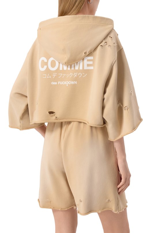 Хлопковое худи Comme des Fuckdown CFABW01235 Бежевый  CFABW01235 Фото 4
