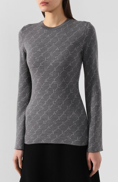 Шерстяной пуловер STELLA MCCARTNEY серого цвета по цене 54550 руб., арт. 574750/S2093, фото 3 Шерстяной пуловер STELLA MCCARTNEY, арт. 574750/S2093, фото 3