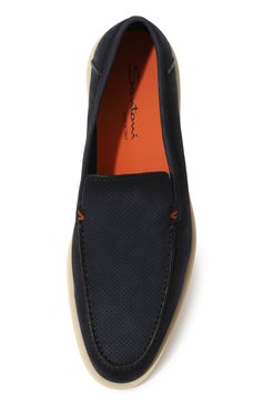 Мужские замшевые лоферы SANTONI темно-синего цвета, арт. MGDG18482TICSSK6 | Фото 6 (Нос: Не проставлено; Материал внутренний: Натуральная кожа; Материал сплава: Проставлено; Материал внешний: Замша, Натуральная кожа; Стили: Кэжуэл)