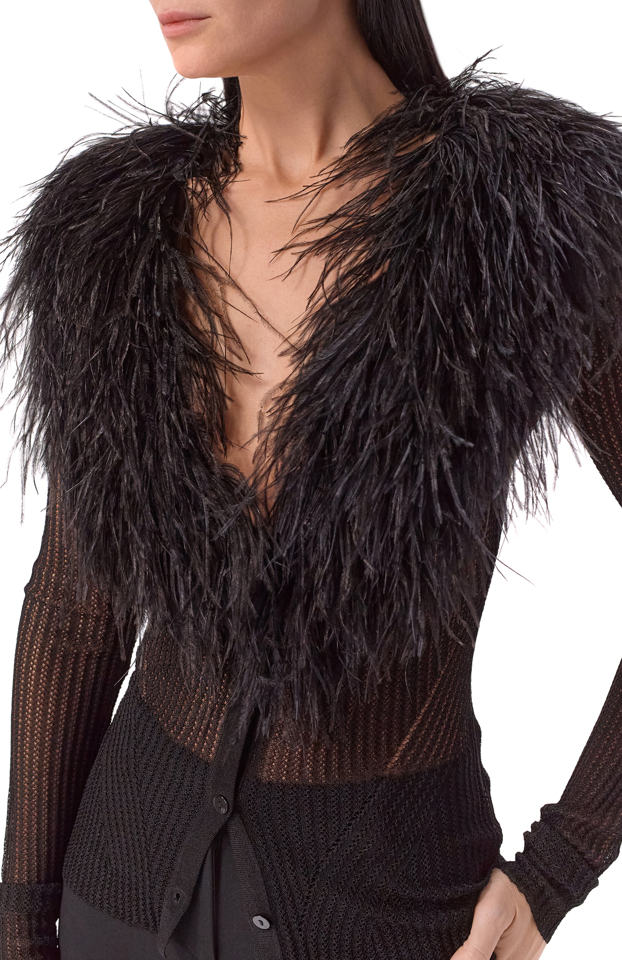 Кардиган с отделкой перьями страуса BLUMARINE, арт. 2M659A, фото 5