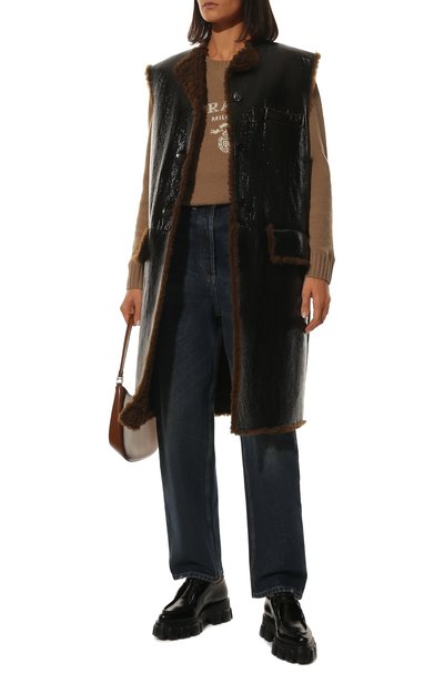 Дубленка без рукавов из овчины PRADA, арт. 59410M-32O-F0AT3, фото 2