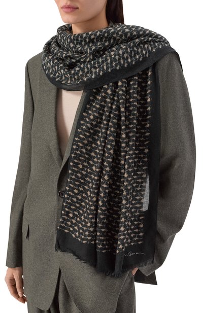 Кашемировый шарф GIORGIO ARMANI темно-коричневого цвета по цене 93650 руб., арт. GW001929/AF19147, фото 2 Кашемировый шарф GIORGIO ARMANI, арт. GW001929/AF19147, фото 2