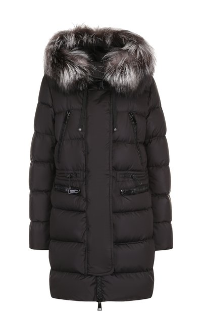 Женский приталенный стеганый пуховик с меховой отделкой капюшона MONCLER, арт. C2-093-49885-25-54155