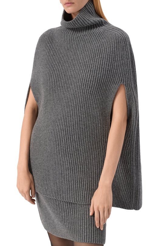 Шерстяное пончо Jil Sander J02ZZ0146/J14511 Серый  J02ZZ0146/J14511 Фото 3