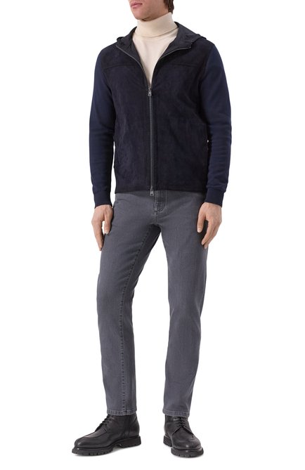 Мужские джинсы ZEGNA темно-серого цвета, арт. CITY/UFI71A9 | Фото 2 (Драгоценные камни: Проставлено; Материал сплава: Проставлено; Длина (брюки, джинсы): Стандартные; Материал внешний: Хлопок)