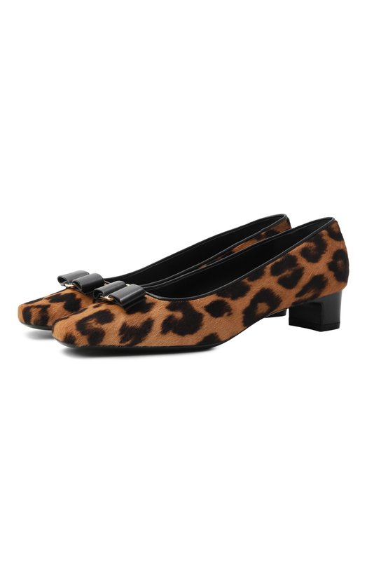 Кожаные туфли Iconic Bow Ferragamo 01K556/785564 Леопардовый 01K556/785564