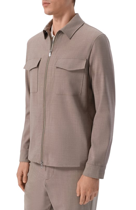 Шерстяная куртка-рубашка Marco Pescarolo URUS/5320 Бежевый  URUS/5320 Фото 3