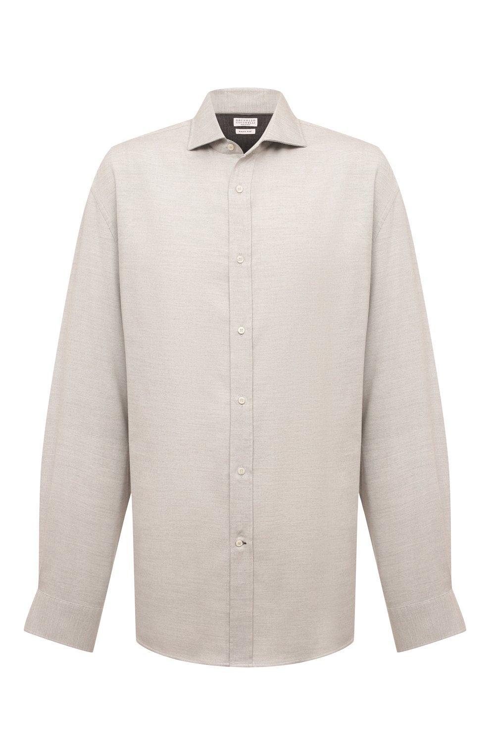 Рубашка из хлопка и лиоцелла BRUNELLO CUCINELLI светло-серого цвета по цене 49750 руб., арт. MY6360627W, фото 1 Рубашка из хлопка и лиоцелла BRUNELLO CUCINELLI, арт. MY6360627W, фото 1