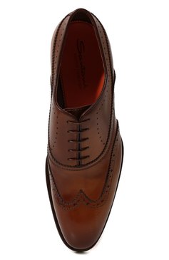 Мужские кожаные оксфорды SANTONI коричневого цвета, арт. MCCG18170MC8HFULM40 | Фото 6 (Материал внутренний: Натуральная кожа; Материал сплава: Проставлено; Нос: Не проставлено; Стили: Классический)