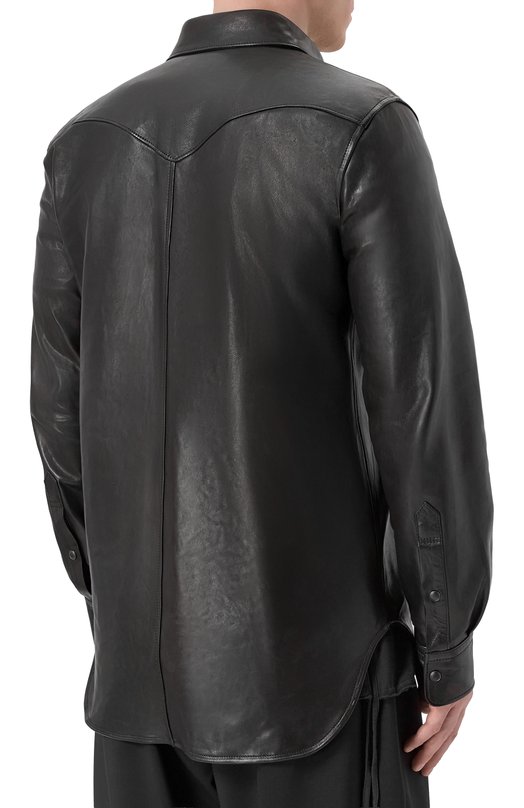 Кожаная куртка-рубашка Ann Demeulemeester B0013403/LT137 Чёрный  B0013403/LT137 Фото 4