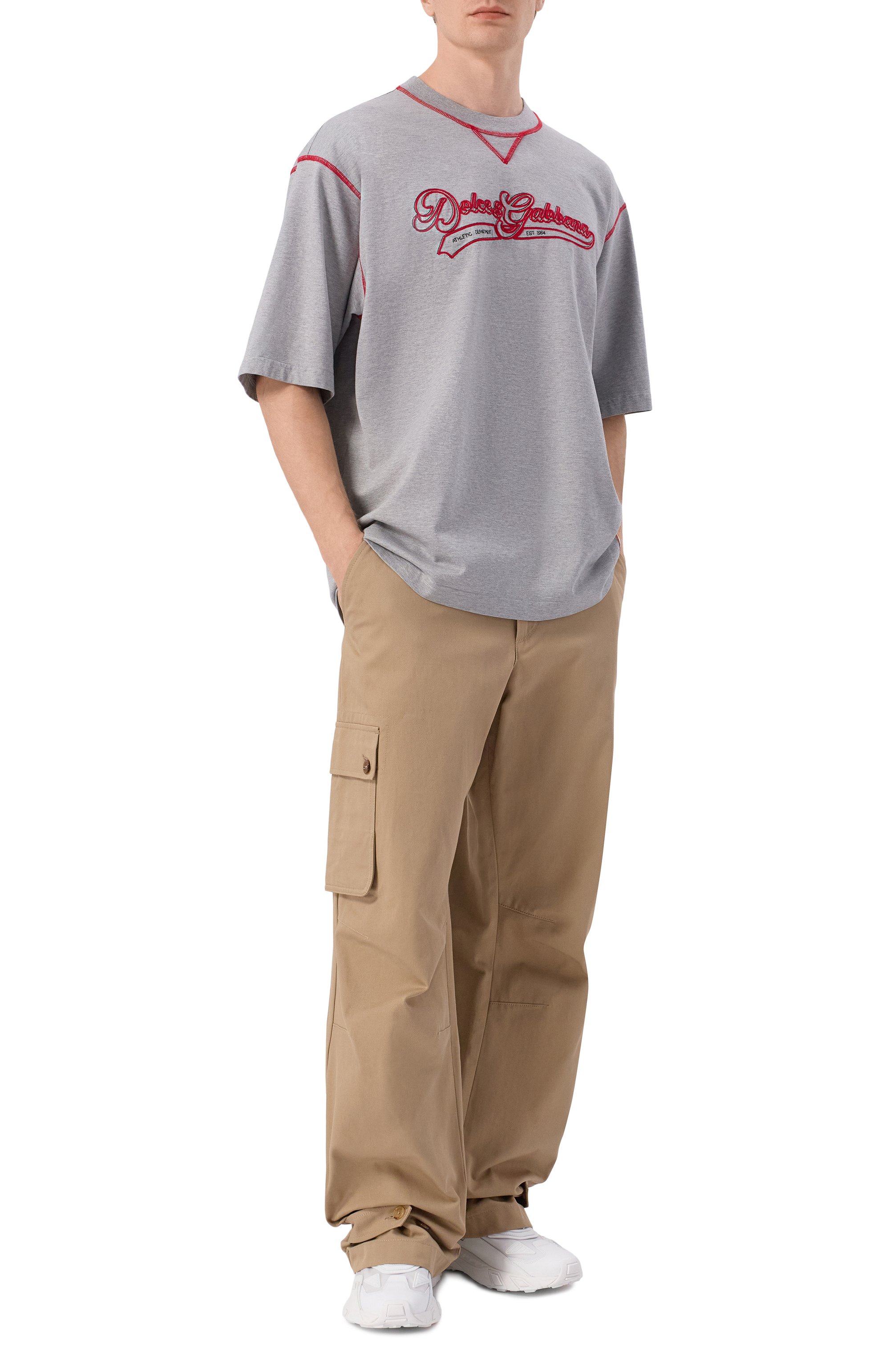 Хлопковая футболка DOLCE & GABBANA серого цвета по цене 85850 руб., арт. G8TI8Z/G7P0N, фото 2 Хлопковая футболка DOLCE & GABBANA, арт. G8TI8Z/G7P0N, фото 2